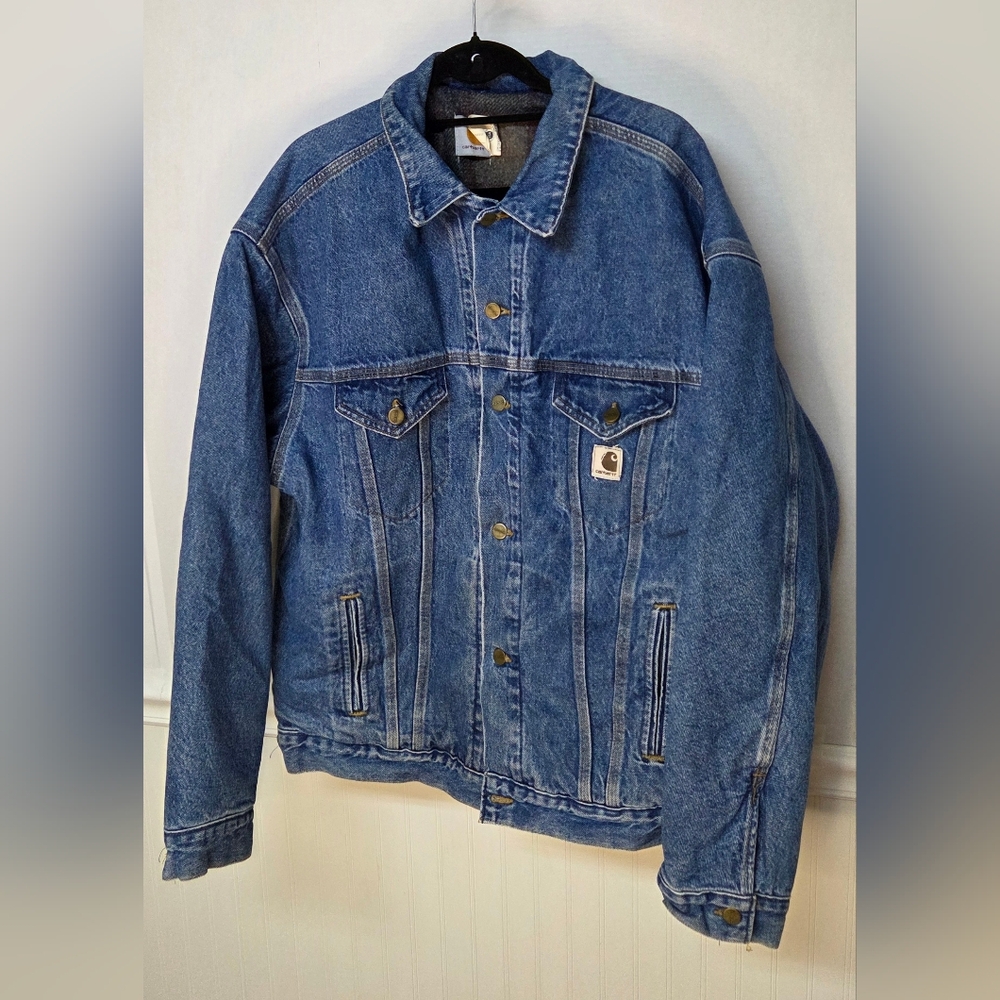 Carhartt Denim Trucker Jacket Men's Size XLT Lined Union / USA Made J08DST 0171